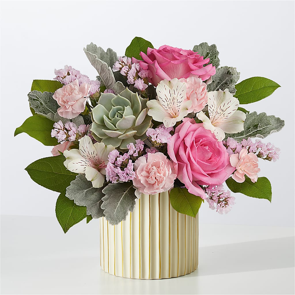 Dusty Rose Bouquet with Ivory Vase – The Flower Shop For All Occasions, California MO