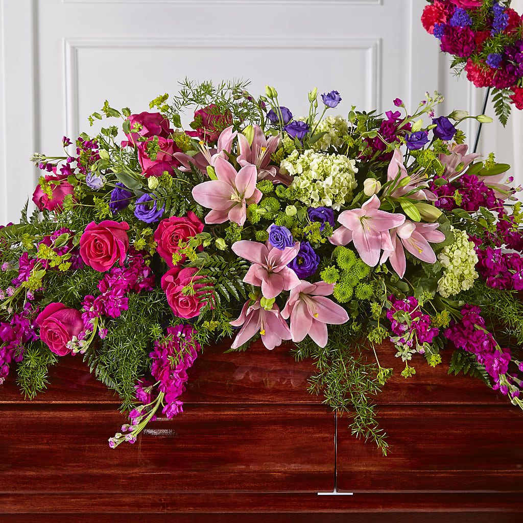 Radiant Tribute Casket Spray – The Flower Shop For All Occasions, California MO