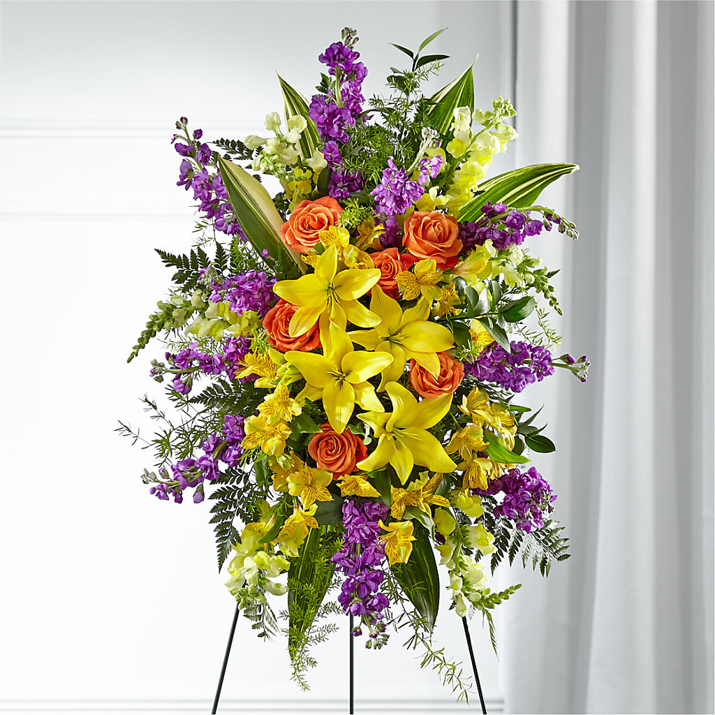 Thoughtful Prayers Standing Spray – The Flower Shop For All Occasions, California MO