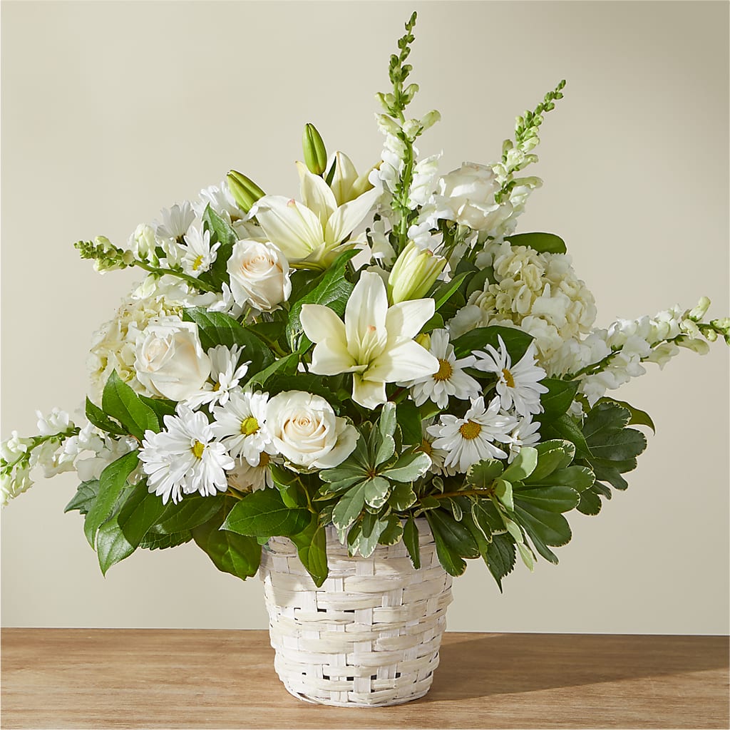 Ivory Elegance Floral Basket – The Flower Shop For All Occasions, California MO
