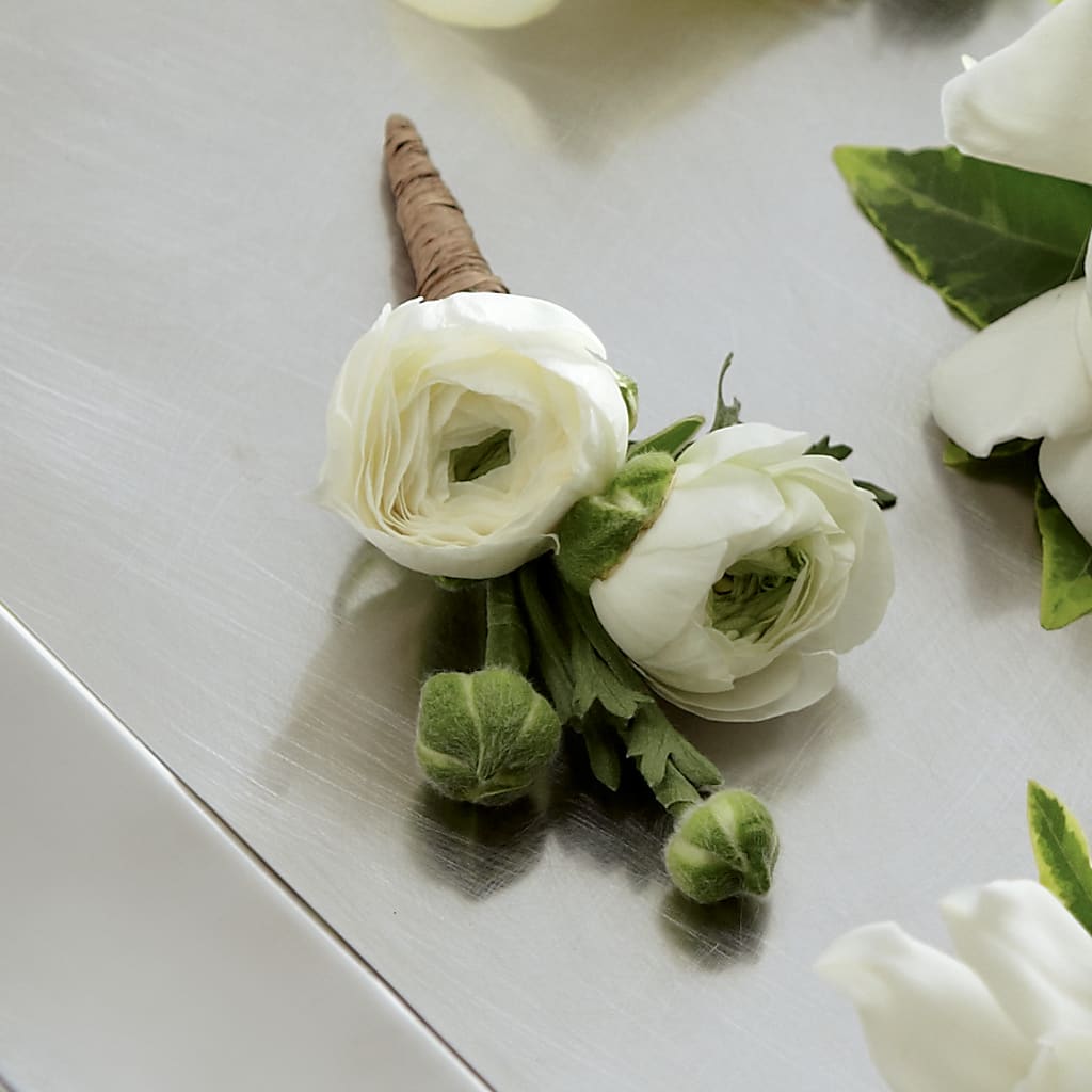 White Ranunculus Boutonniere – The Flower Shop For All Occasions, California MO