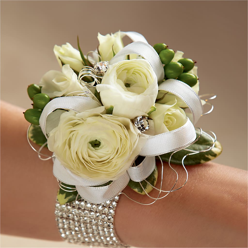 White Wedding Corsage – The Flower Shop For All Occasions, California MO