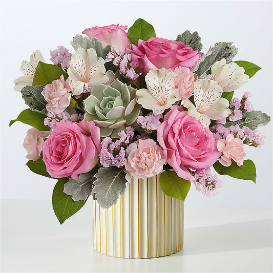 Dusty Rose Bouquet with Ivory Vase –  The Flower Shop For All Occasions, California MO