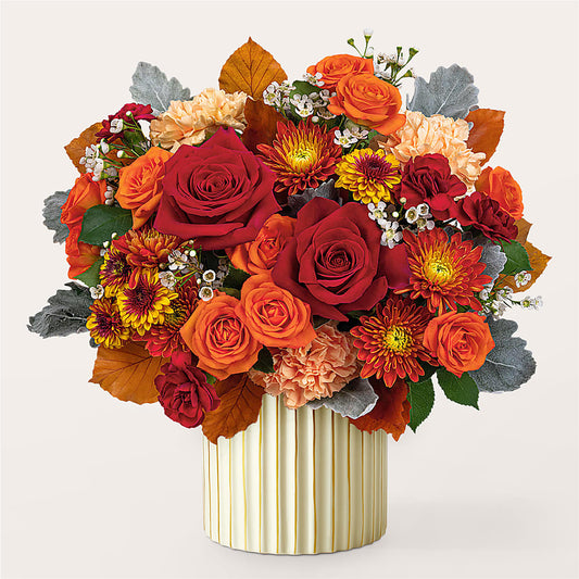 Merlot Bouquet with Ivory Vase –  The Flower Shop For All Occasions, California MO