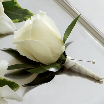 White Rose Boutonniere –  The Flower Shop For All Occasions, California MO